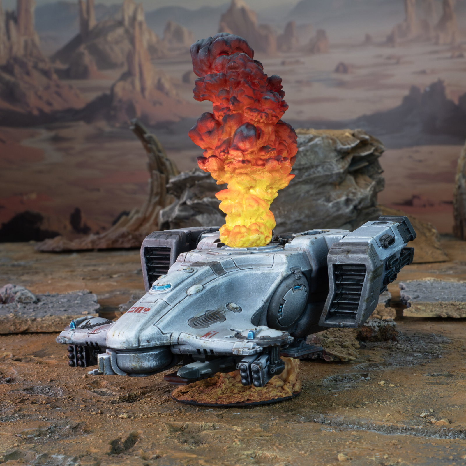 T'au - Destroyed tank fire and smoke marker - Physical