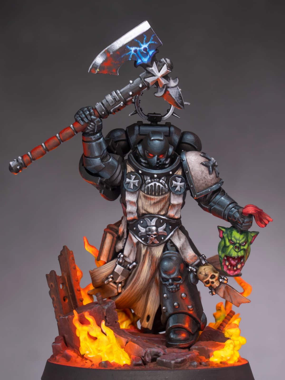 Rubble and fire 40mm Base - By el Miniaturista - Digital